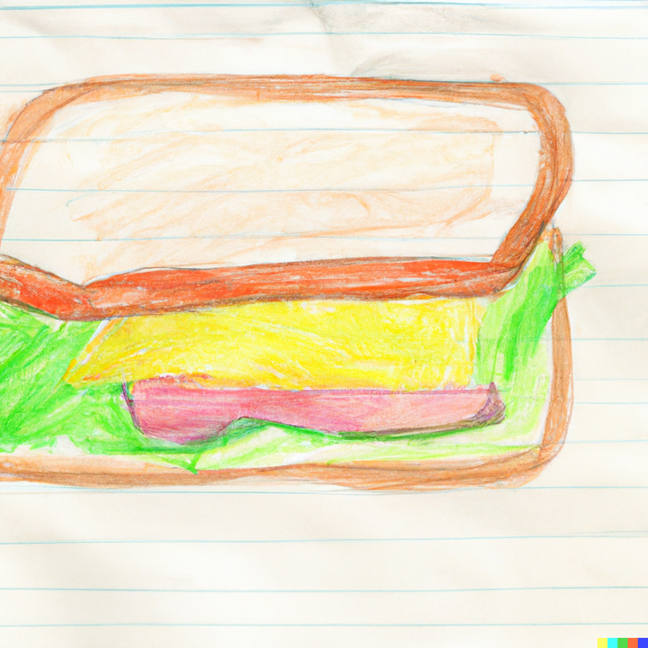 A sandwich drawn in crayon